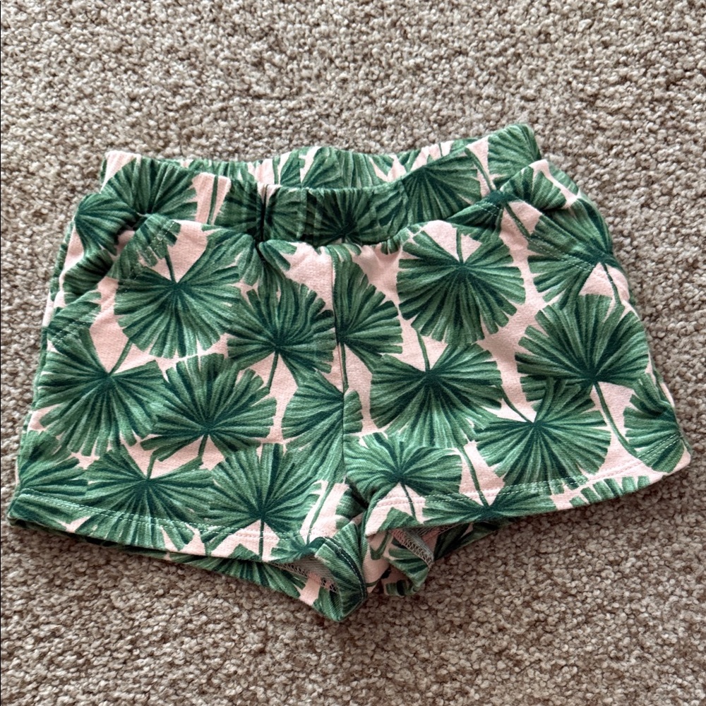 Janie and Jack Green Leaf Print High Waist Shorts
